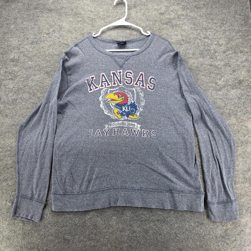 Kansas Jayhawks Sweatshirt Mens XL Blue NCAA Basketball Camp David Jayhawk